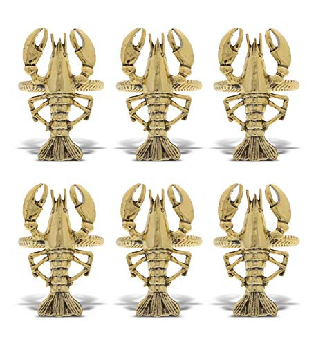 KitchaBon Gold Napkin Rings Set of 6, Table Setting Centerpiece Decor Napkins Ring Holders, Napkin Ring Packs for Family Holiday Dinner, Fancy Banquet & Wedding Decorations for Reception- Lobster