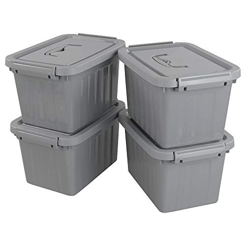 Jekiyo Grey Plastic Storage Bin, 6 Quart Latching Box Container with Lid, 4 Packs Jekiyo Grey Plastic Storage Bin, 6 Quart Latching Box Container with Lid, 4 Packs