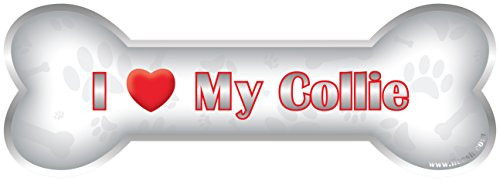 iLeesh i Love My Collie Bone Car Magnet, Reflective Chrome