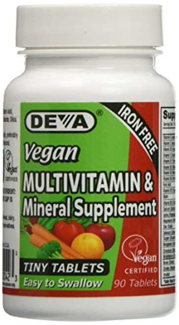 Deva Nutrition Vegan Tiny Iron Free Multivitamin Tablets, 90 Count