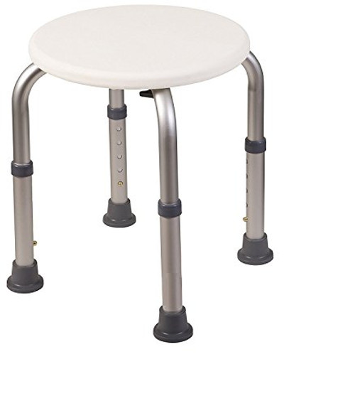 Healthline Trading Round Stool Bath Bench Adjustable Height, Lightweight Compact and Small Chair for Shower, with Non-Slip Seat, White