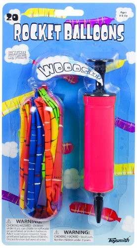 20 Rocket Balloons with Pump,(Colors May Vary),Various Packaging.