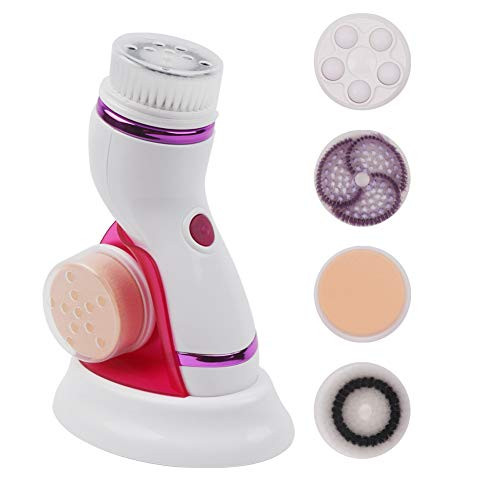 Vech Face Wash Brush, Spin brush,Face Scrub Brush,Electric Face Scrubber,Facial Cleansing Brush,Waterproof Rotating Face Cleanser Set with 4 Heads, for Deep Cleansing, Gentle Exfoliating & Massaging