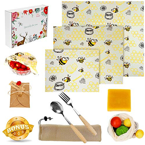 Mourvibe Beeswax Food Wrap, Zero Waste Reusable Wrap, Organic, Sustainable Plastic Free Food Storage, Eco Friendly Products Mourvibe Beeswax Food Wrap, Zero Waste Reusable Wrap, Organic, Sustainable Plastic Free Food Storage, Eco Friendly Products