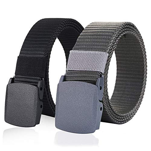 Tactical Belt, Military Style Webbing Riggers Nylon Belt 1.5"Wide With Plastic Buckle -2 Pack By MIJIU