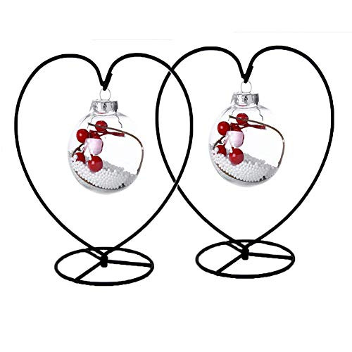 Ornament Display Stand Holder Home Wedding Decoration Rack for Hanging Glass Globe Air Plant Flower Pot Stand Iron Pothook Stand Terrarium Witch Ball (2, Big Heart)