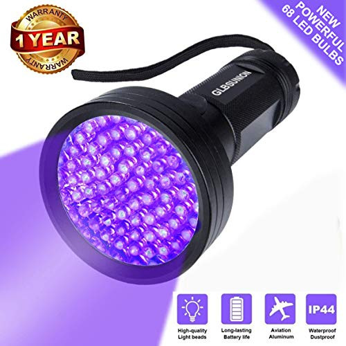 UV Black Light Flashlight, Super Bright 68 LED Best Pet Dog Cat Urine Detector light Flashlight for Pet Urine Stains, UV Blacklight Flashlight for Bed Bugs Scorpions, Home Hotel