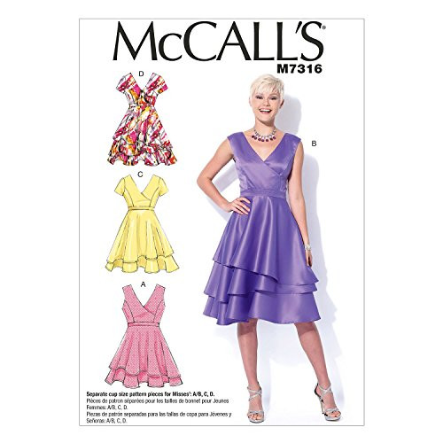 McCall's Patterns M7316 Misses' Asymmetrical Tiered Dresses, Size A5 (6-8-10-12-14)