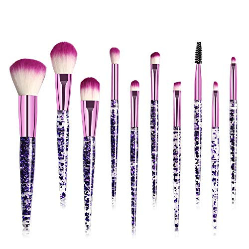 OLOOYA Brushes Set 10Pcs Diamond brush set Foundation Blush Brush Powder Blending Eyeshadow Make Up Cosmetic Beauty Tool Kit(Purple)