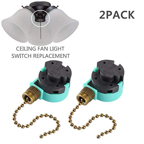 Ceiling Fan Switch ZE-268S6 3 Speed Fan Switch Pull Chain Control Switch Compatible with Hunter Ceiling Fans, Wall Lamps, Cabinet Light (2 Pack, Bronze)