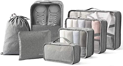 7 Set Travel Cubes for Packing Multi-functional packing organizer bags Clothing Sorting Packages,Travel Packing Pouches,Luggage Organizer (Grey)