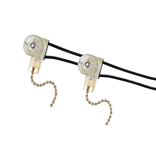 Ceiling Fan Switch ZE-109 Pull Chain Switch Fan light Pull Chain Switch Control Ceiling Fan Replacement Speed Control Switch (Brass) 2 PACK