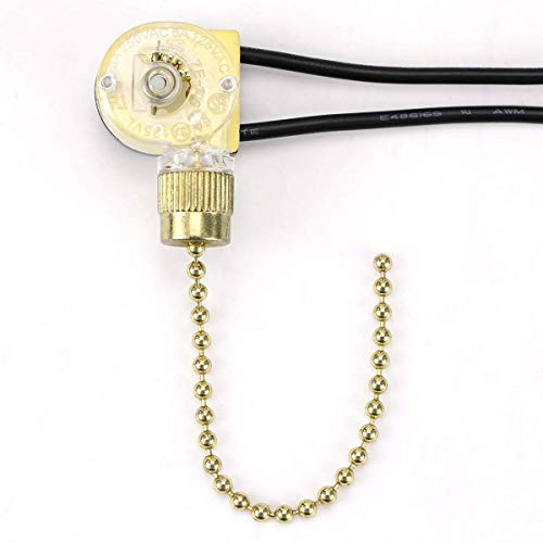 Zing Ear ZE-109 Ceiling Fan Light Switch, On-Off Speed Beaded Pull Chain Extension Compatible with Hunter Ceiling Fans Light, Lamps and Wall Lights (Brass Pull Chain)