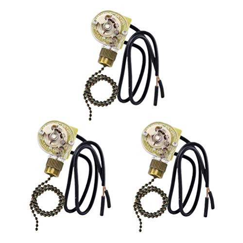 Replacement Speed Control Switch, 3 Pack Zing Ear ZE-109 ON-Off Fan-Light Pull Chain Switch Compatible with Hunter Ceiling Fans Light, Lamps and Wall Lights (Bronze Pull Chain)