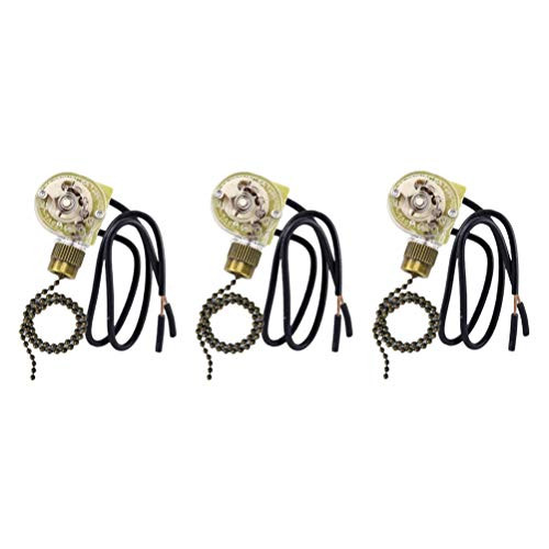 Zing Ear ZE-109 Replacement Speed Control Switch, 3 Pack ON-Off Fan-Light Pull Chain Switch Compatible with Hunter Ceiling Fans Light, Lamps and Wall Lights (Bronze Pull Chain)