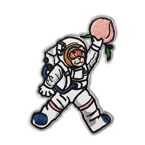 Peachy Monkey Astronaut Embroidered Emblem Iron on Patch Funny Meme pin
