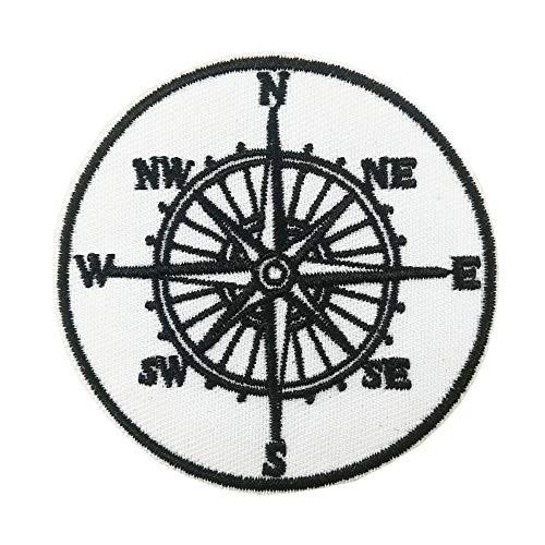 White Compass Viking Valhalla Outdoor Embroidered Iron on Sew on Patch
