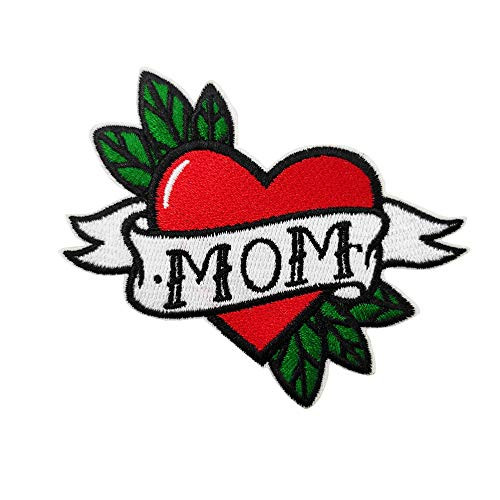 Tattoo Heart Love Mum Embroidered Iron on sew on Patch Mother's Day Gift