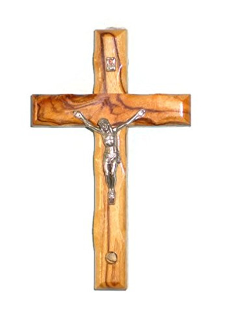 Wall Cross Crucifix Olive Wood with Bethlehem Stone Holy Land Jerusalem 5 Inches
