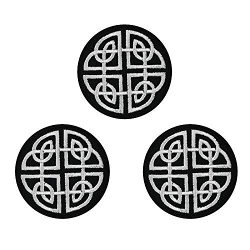 Black White Celtic Cross Irish Embroidered Iron on sew on Patches Badge for Biker Vest
