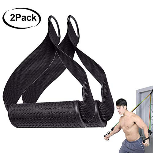 MCJS Exercise Handles Premium Upgraded Heavy Huty Cable Machine Attachments Resistance Bands Handles Grips Fitness Strap Stirrup Handle Cable Exercise Machine Attachments with Cores