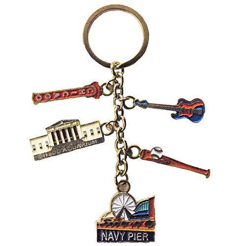 The City of Chicago 5 charm Souvenir Icons Metal Durable Novelty Keychain The City of Chicago 5 charm Souvenir Icons Metal Durable Novelty Keychain