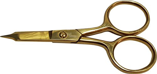Arrow Point Big Ring Straight Curved 4" Stainless Steel Scissors (Titanium Gold) (4" Curved)