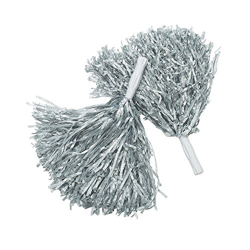 Fun Express - Silver PoM-Poms (12pc) - Toys - Active Play - Pom - Poms - 12 Pieces