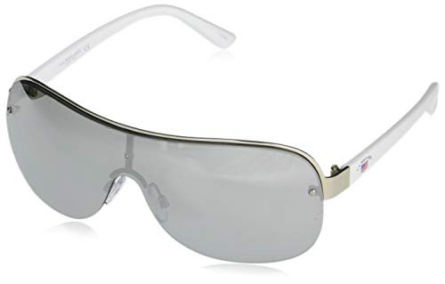 U.S. Polo Assn. PA1006 Rectangular Sunglasses, Silver & White, 70 mm