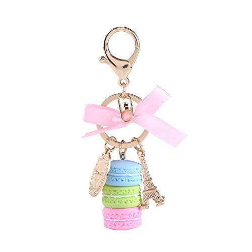 HEEPDD Creative Keychain, Colorful Cute Macaroon Keychains Alloy Mini Eiffel Tower Pendant Keyring Little Pendant Accessory for Car Key Handbag (Total Length: 4.72 inch)(Blue)