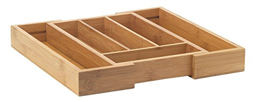 Helens Asian Kitchen Expandable 6-Slot Utensil Drawer Organizer and Silverware Cutlery Storage Tray, Natural Bamboo, 14 x 9.25-Inches, Expands to 14-Inches Wide