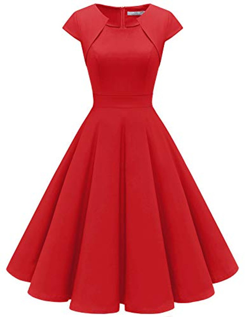 Homrain Women's 1950s Retro Vintage A-Line Cap Sleeve Cocktail Swing Party Dress Red M Homrain Women's 1950s Retro Vintage A-Line Cap Sleeve Cocktail Swing Party Dress Red M