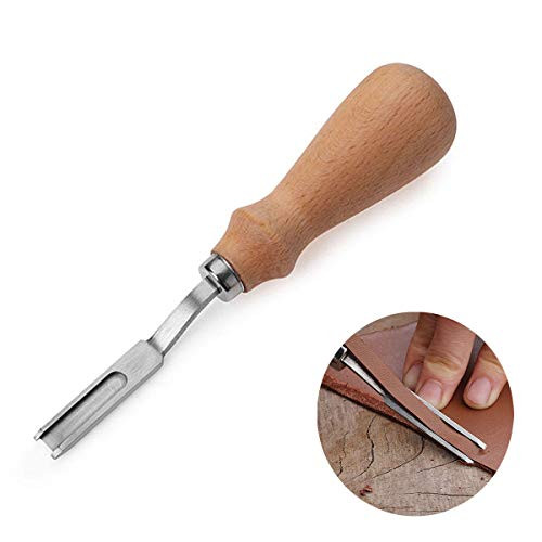 OBTANIM Leather Edge Beveler Tool, Wide Mouth Leathercraft Edge Skiving Beveler Leather Edge Trimmer with Wooden Handle