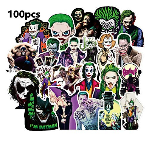 The Joker Stickers/Decals (100 pcs) of Movie Waterproof for Laptop Skateboard Snowboard Water Bottle Phone Car Bicycle Luggage Guitar Computer