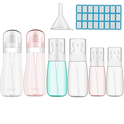 Travel Spray Bottle, 4oz Spray Bottle, Meirenda 2oz 3oz Small Empty Clear Cosmetic Refillable Plastic Hair Mister Spray Bottles Fine Water Mist Sprayer for Perfume (6 Pack)