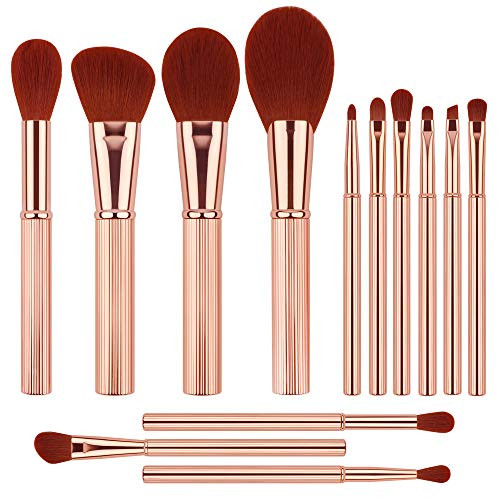 TB Makeup Brushes 13pcs Make Up Brushes Set, Premium Synthetic Foundation Brush Professional Wood Handle Makeup Brush Set Full Face Make Up Travel Makeup Brush Set