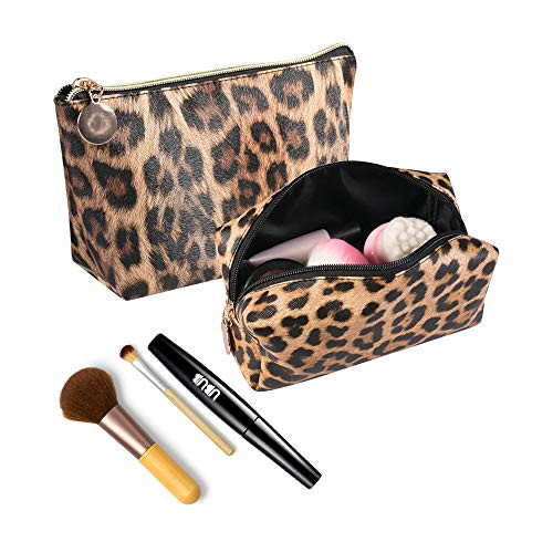 Leopard Print Makeup Bags, 2pcs Cheetah Cosmetic Bag Travel Makeup Pouch Toiletry Travel bag and Brush Organizer for Women Girls Leopard Print Makeup Bags, 2pcs Cheetah Cosmetic Bag Travel Makeup Pouch Toiletry Travel bag and Brush Organizer for Women Girls