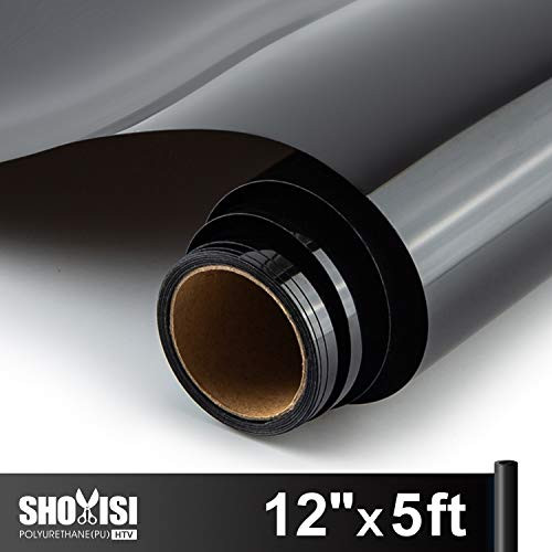 Heat Transfer Vinyl Roll 12"x5ft,SHOYISI HTV Iron on Vinyl for DIY T-Shirts Garments Bags and Other Fabrics (Black) Heat Transfer Vinyl Roll 12"x5ft,SHOYISI HTV Iron on Vinyl for DIY T-Shirts Garments Bags and Other Fabrics (Black)