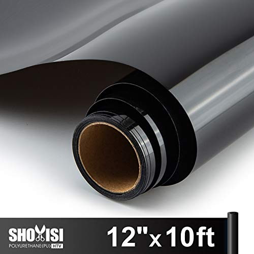 Heat Transfer Vinyl Roll 12"x10ft,SHOYISI HTV Iron on Vinyl for DIY T-Shirts Garments Bags and Other Fabrics(Black) Heat Transfer Vinyl Roll 12"x10ft,SHOYISI HTV Iron on Vinyl for DIY T-Shirts Garments Bags and Other Fabrics(Black)