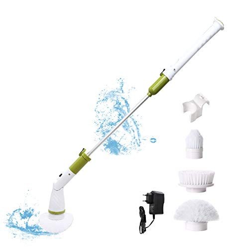 LN LOVE NEST Electric Shower Cleaning Brush Power Scrubber Hurricane Spin Scrubber Bathroom Cleaning Brush Floor Scrubber Tile Scrubber Bathtub Tub Scrubber Shower Scrubber Long Handle (Green)