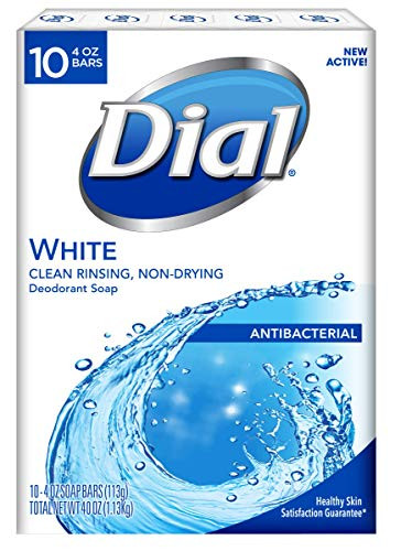Dial Antibacterial Deodorant Bar Soap, White, 4-Ounce Bars, 10 Count (Pack of 3)