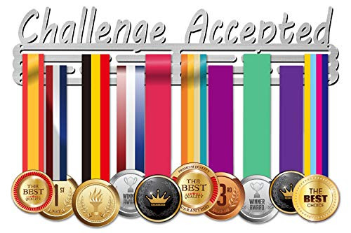 Lapetale Fashion Medal Hanger Holder Display Rack for 40 Medals,All Sports Stainless Steel Medal Hanger Holder, Race Medal Display Holder,Hanger for Medals,Challange Accepted Medal Holder