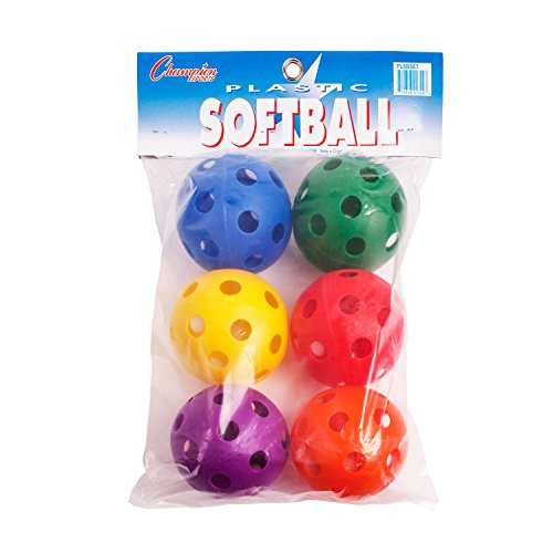 Champion Sports Plastic Softball Set, 6 Assorted Colors