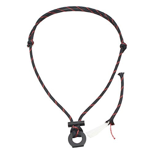 PSKOOK Fire Starter Necklace Survival Gear Flint and Steel Kit Paracord Survival Necklace Magnesium Ferro Rod Tool with Tinder Cord(Red+Black)