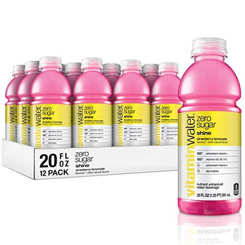 vitaminwater zero shine, strawberry-lemonade flavored, electrolyte enhanced bottled water with vitamin b5, b6, b12, 20 fl oz, 12 pack vitaminwater zero shine, strawberry-lemonade flavored, electrolyte enhanced bottled water with vitamin b5, b6, b12, 20 fl oz, 12 pack