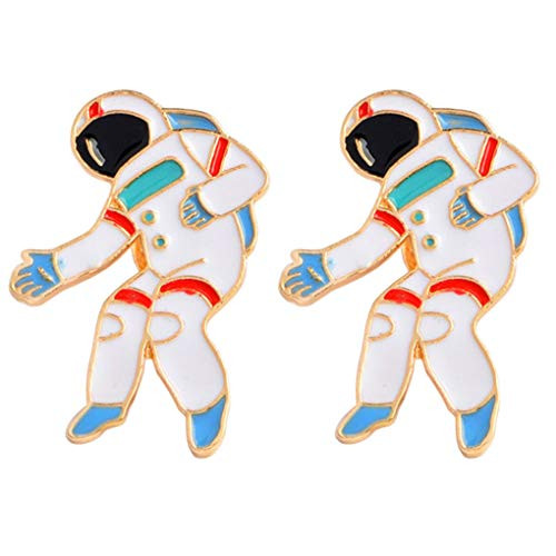 Charmart Astronaut Lapel Pin 2 Piece Set Enamel Brooch Pins Jeans Jacket Denim Shirt Bag Backpack Collar Badge Gifts