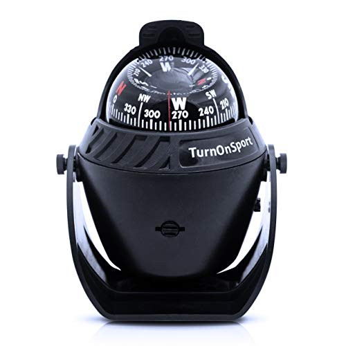 Boat Compass Dash Mount Flush - Boating Compass Dashboard Suction - Navigation Marine Compass Boats Surface Mount - Illuminated Dashboard Compass Ship - Electronic Sea Compass Suction Cup (Black)
