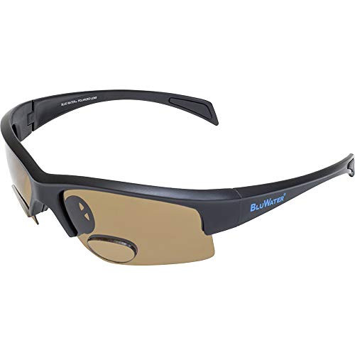 BluWater Polarized Bifocal Sunglasses with Matte Black Frames and Brown Lenses