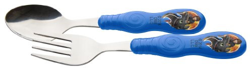 Zak! Designs Easy Grip Flatware, Children's Spoon and Fork with How to Train Your Dragon 2, BPA-free Plastic and Stainless Steel