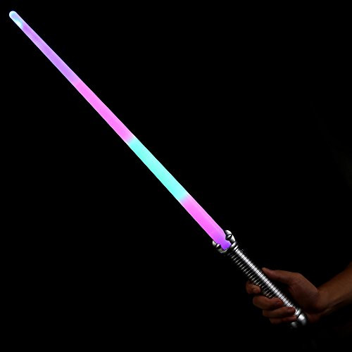 Fun Central 6 Pieces - 28 Inches Rainbow LED Light Saber Sword Toy in Bulk for Kids
